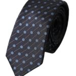 Cravatta regolabile da uomo in seta a pois blu e nero