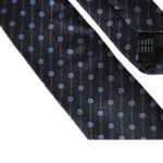 Cravatta regolabile da uomo in seta a pois blu e nero