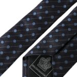 Cravatta regolabile da uomo in seta a pois blu e nero