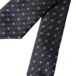 Cravatta regolabile da uomo in seta a pois blu e nero