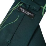Cravatta regolabile da uomo in seta 100% stampata verde