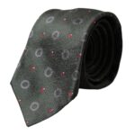 Cravatta da uomo regolabile in seta 100% grigio scuro fantasia