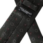 Cravatta da uomo regolabile in seta 100% grigio scuro fantasia