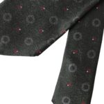 Cravatta da uomo regolabile in seta 100% grigio scuro fantasia
