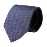 Cravatta da uomo regolabile con fantasia in seta blu navy