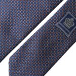 Cravatta da uomo regolabile con fantasia in seta blu navy