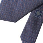 Cravatta da uomo regolabile con fantasia in seta blu navy