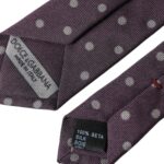 Cravatta regolabile da uomo a pois in 100% seta viola