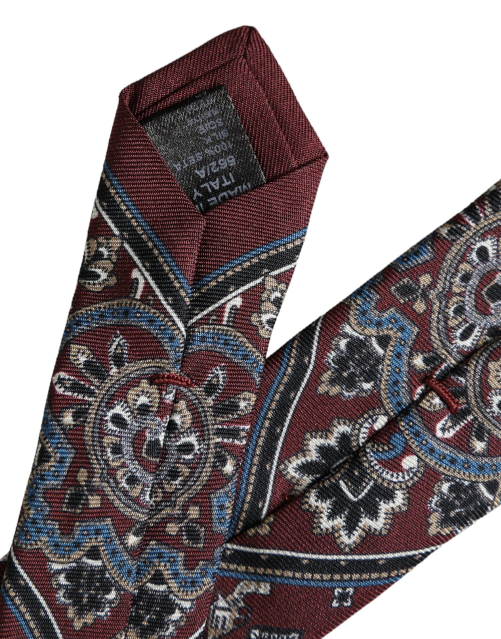 Cravatta regolabile da uomo in seta 100% stampata Bordeaux