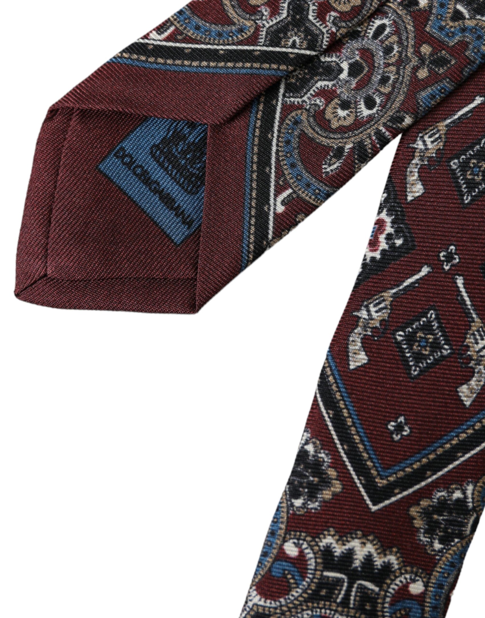 Cravatta regolabile da uomo in seta 100% stampata Bordeaux