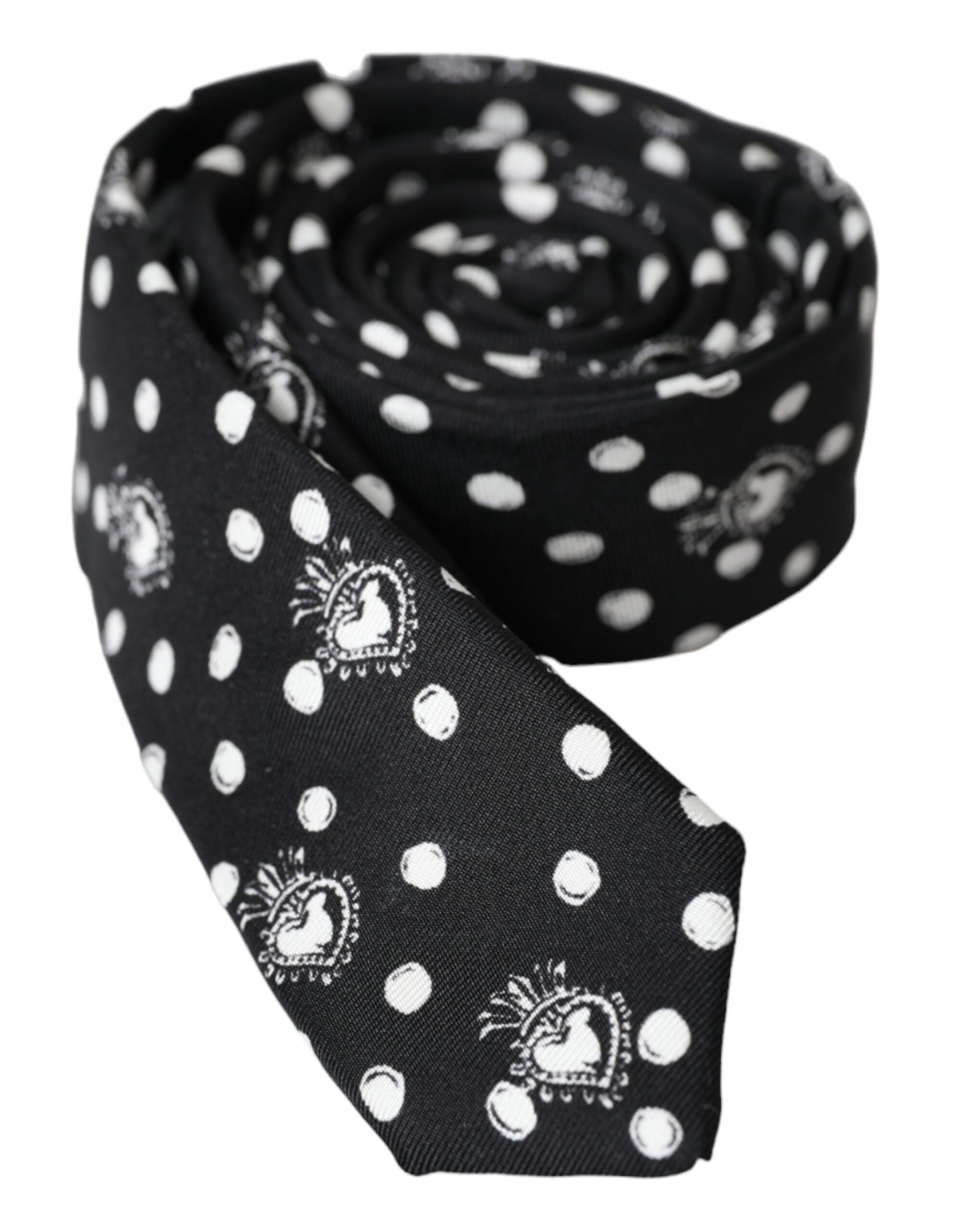 Cravatta regolabile a pois con cuore nero