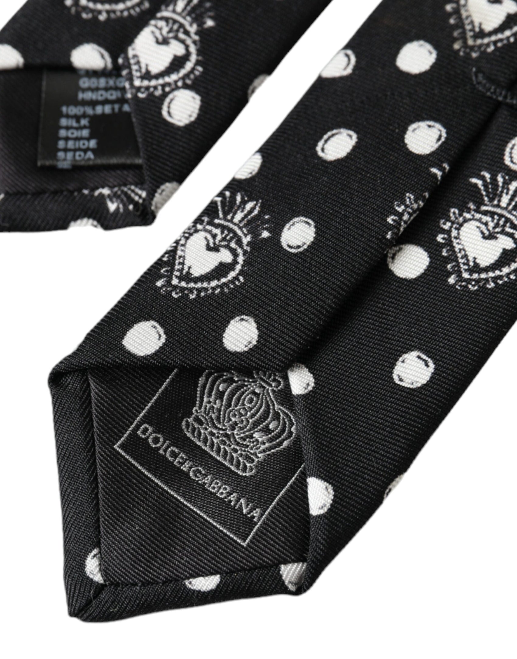 Cravatta regolabile a pois con cuore nero