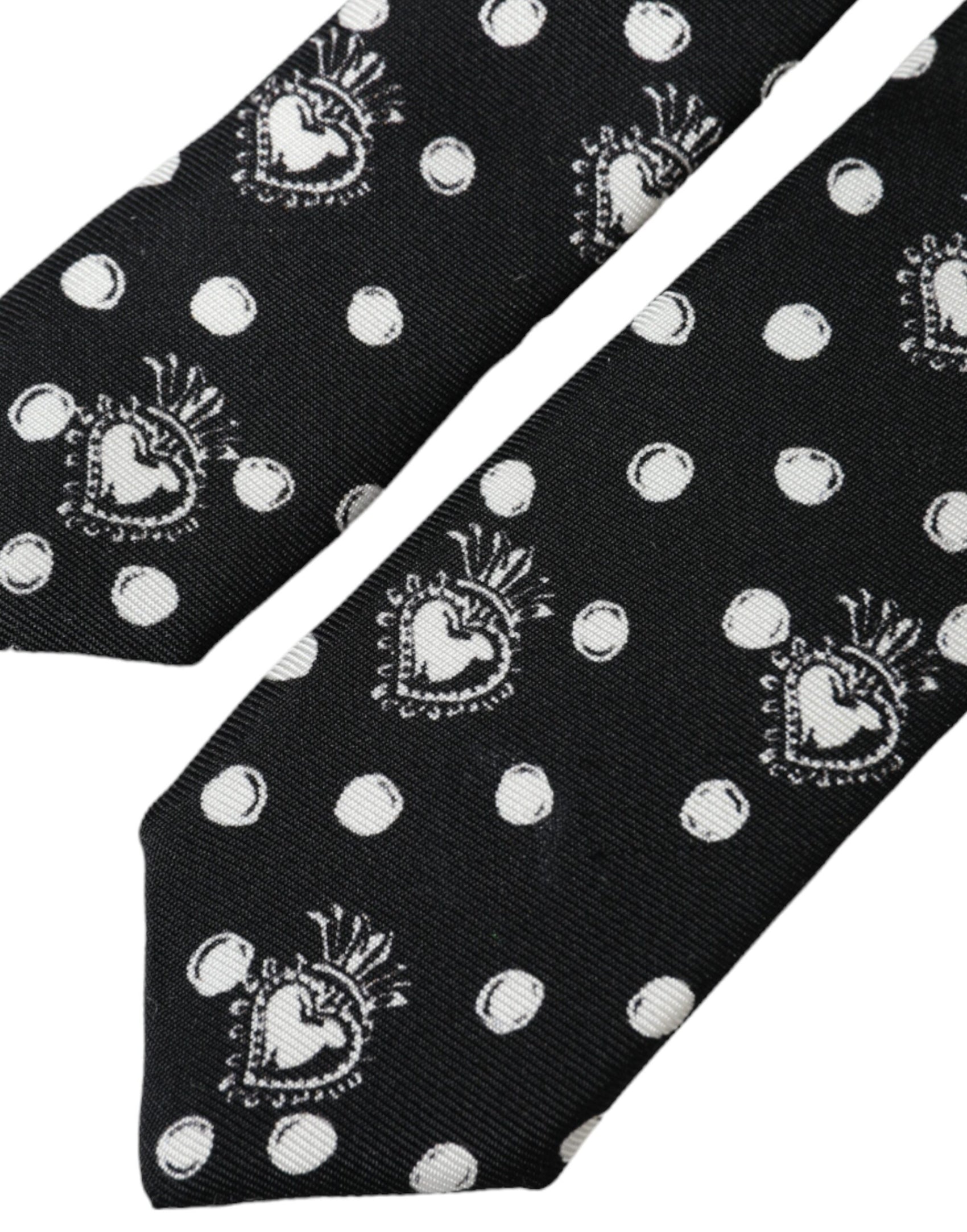 Cravatta regolabile a pois con cuore nero