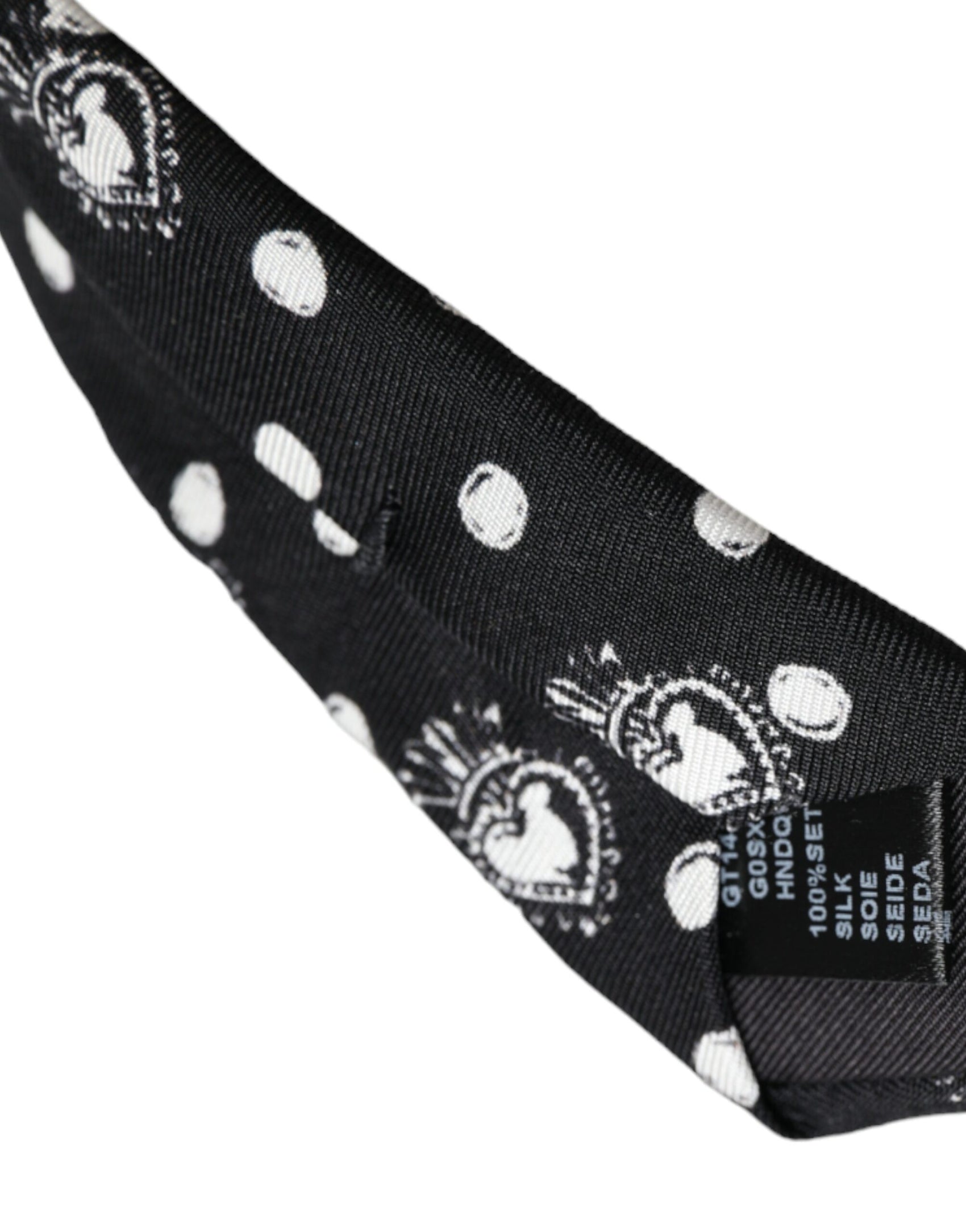 Cravatta regolabile a pois con cuore nero