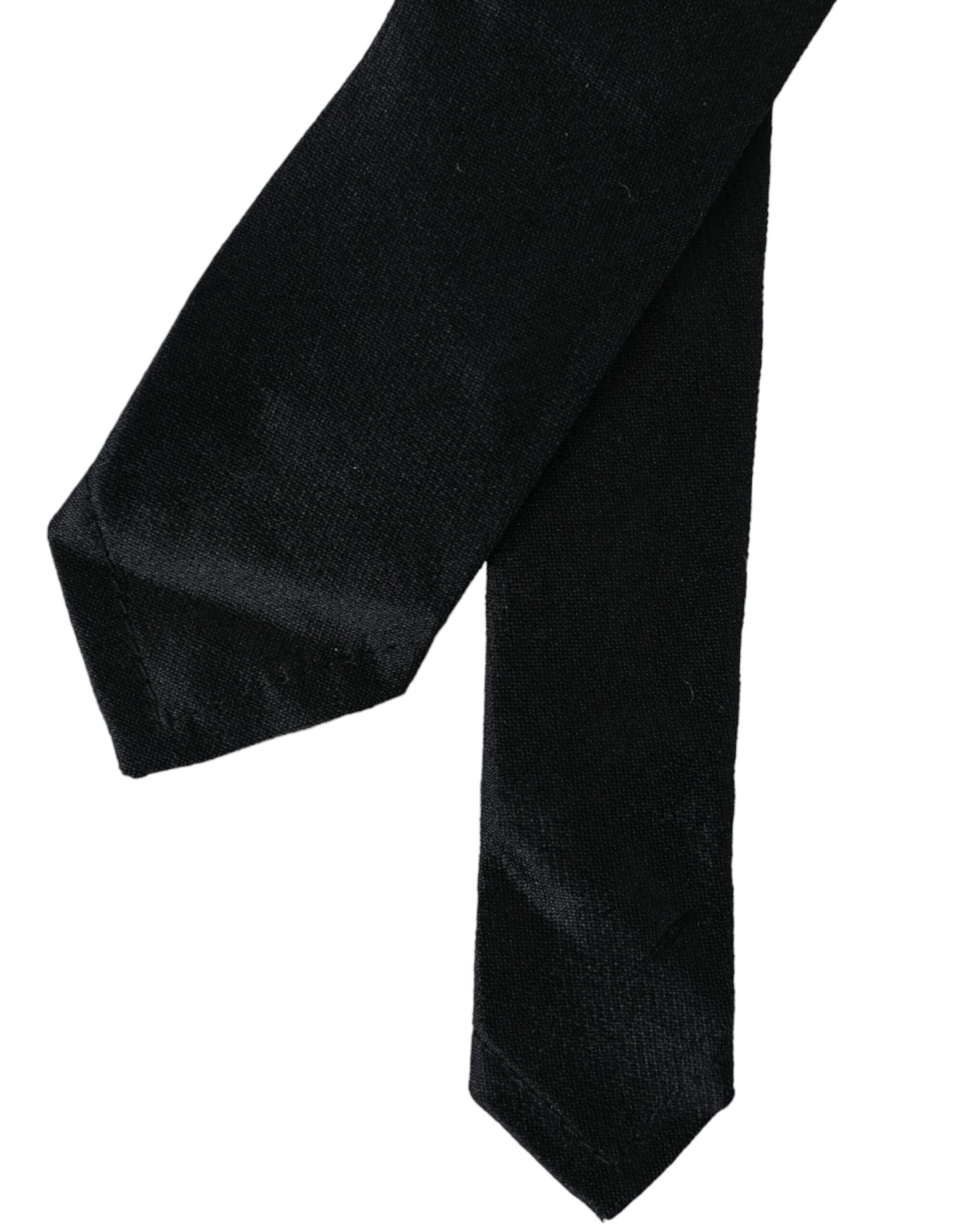 Cravatta regolabile in seta 100% tinta unita nera