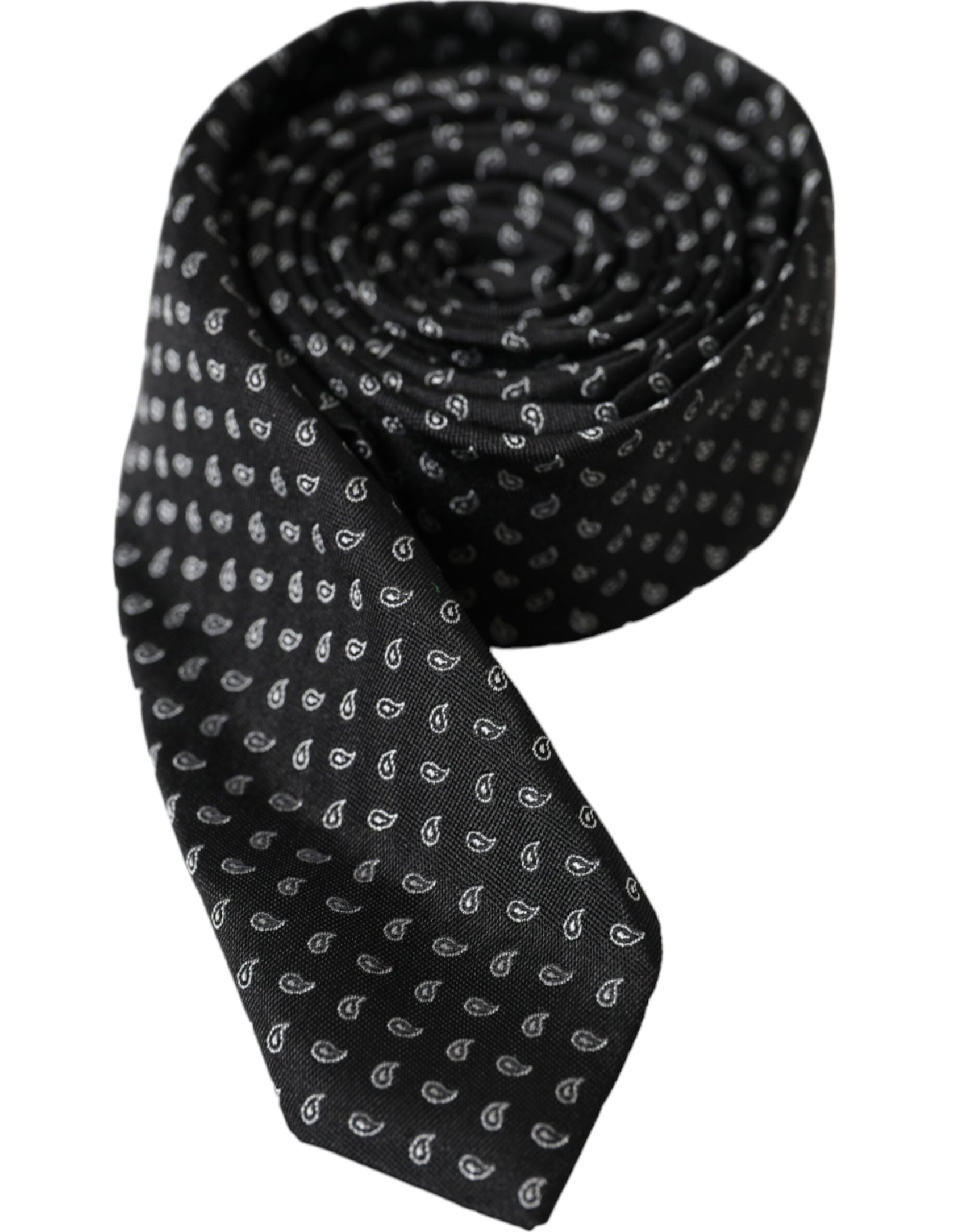 Cravatta regolabile da uomo in seta con motivo jacquard nero