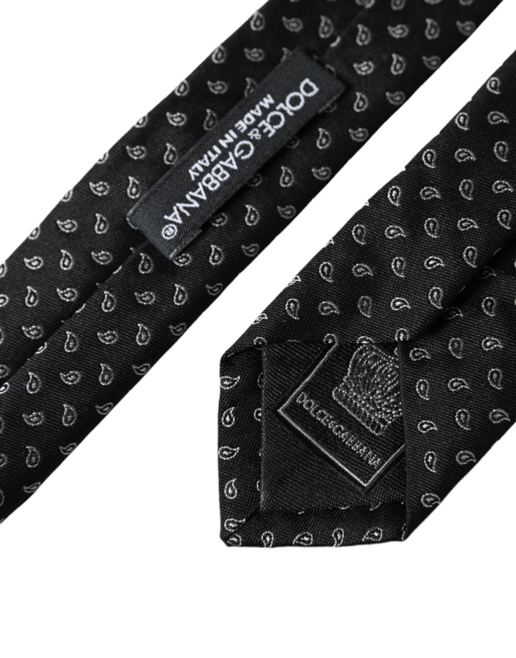 Cravatta regolabile da uomo in seta con motivo jacquard nero