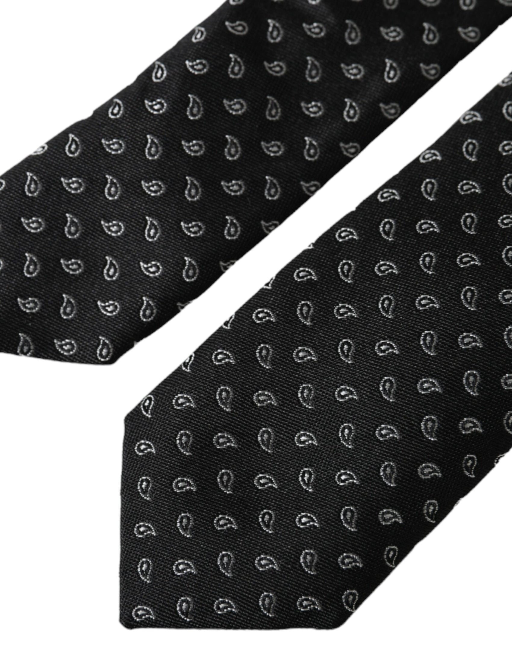 Cravatta regolabile da uomo in seta con motivo jacquard nero