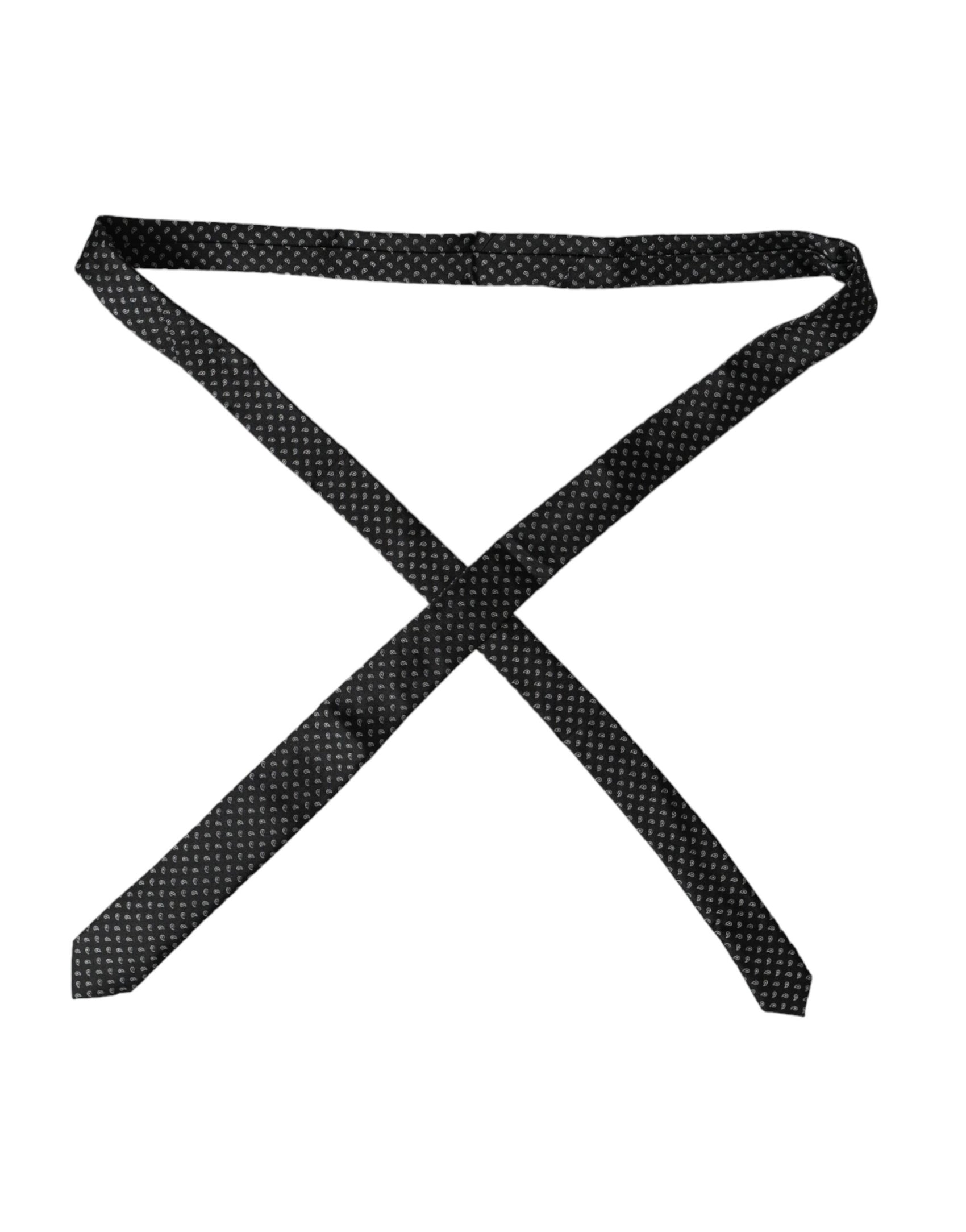 Cravatta regolabile da uomo in seta con motivo jacquard nero