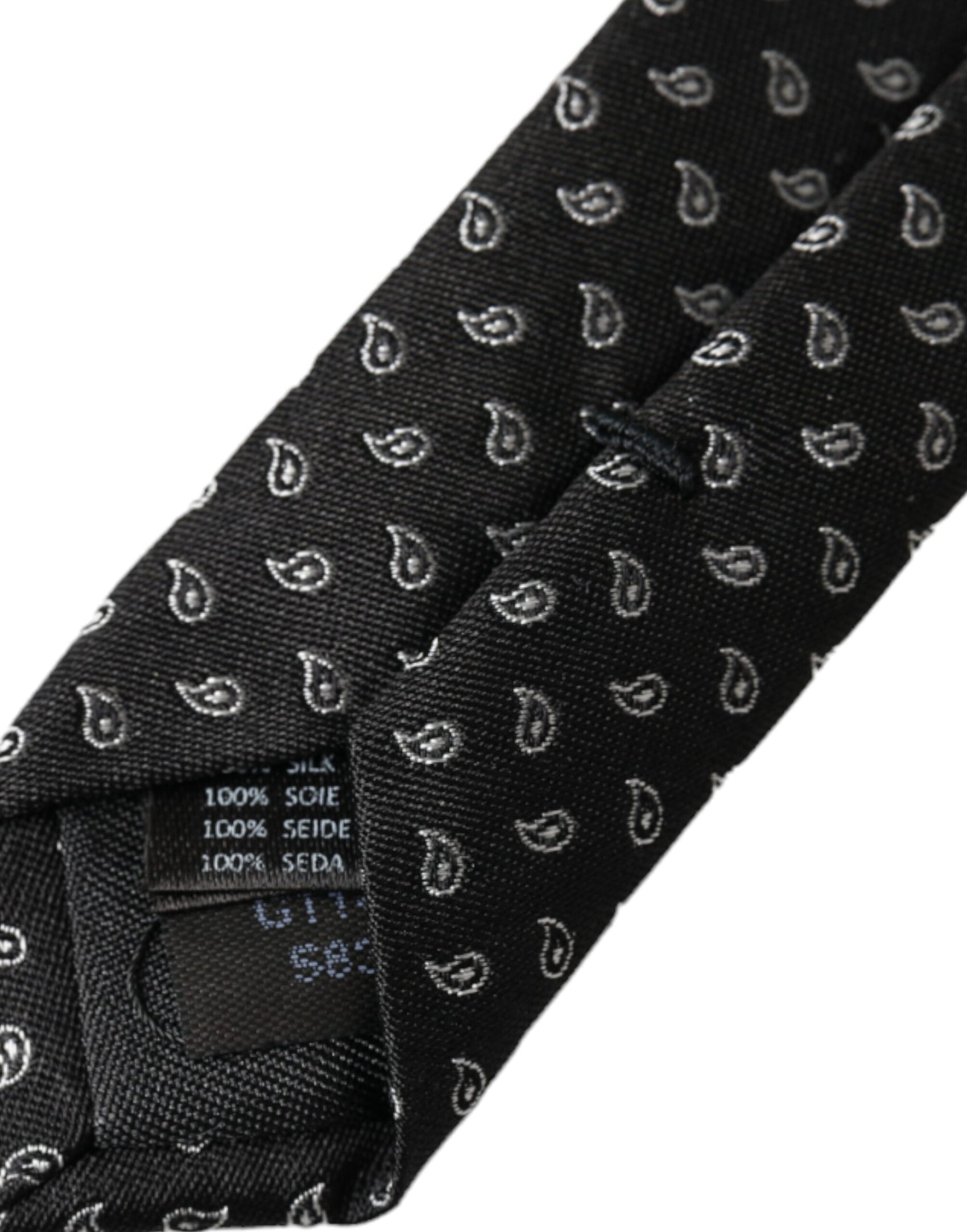Cravatta regolabile da uomo in seta con motivo jacquard nero
