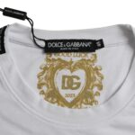 Weißes Kurzarm-T-Shirt aus Baumwolle mit Rundhalsausschnitt