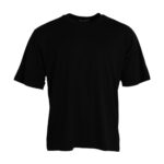 Schwarzes T-Shirt aus Baumwolle mit Rundhalsausschnitt und kurzen Ärmeln