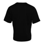 Schwarzes T-Shirt aus Baumwolle mit Rundhalsausschnitt und kurzen Ärmeln