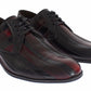 Eleganti scarpe eleganti in pelle a righe nere bordeaux