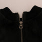 Schwarzer Pullover aus geblümtem Brokat