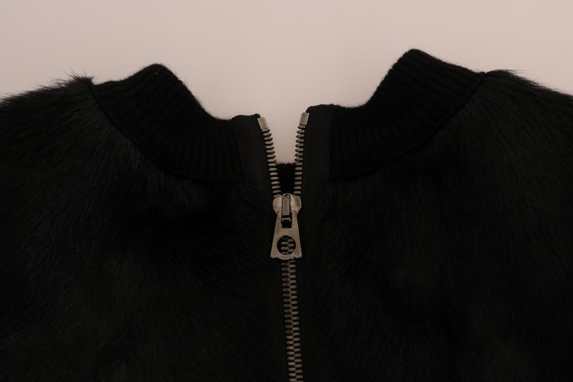 Schwarzer Pullover aus geblümtem Brokat