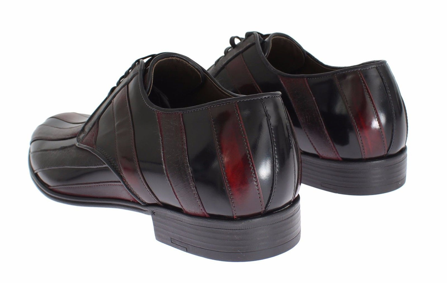 Elegante schwarze bordeaux gestreifte Lederschuhe