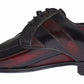 Elegante schwarze bordeaux gestreifte Lederschuhe