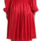 Dolce & Gabbana Red Button Down Belted Midi Satin Silk Dress