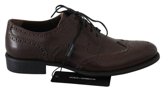 Eleganti Derby Brogues in pelle marrone