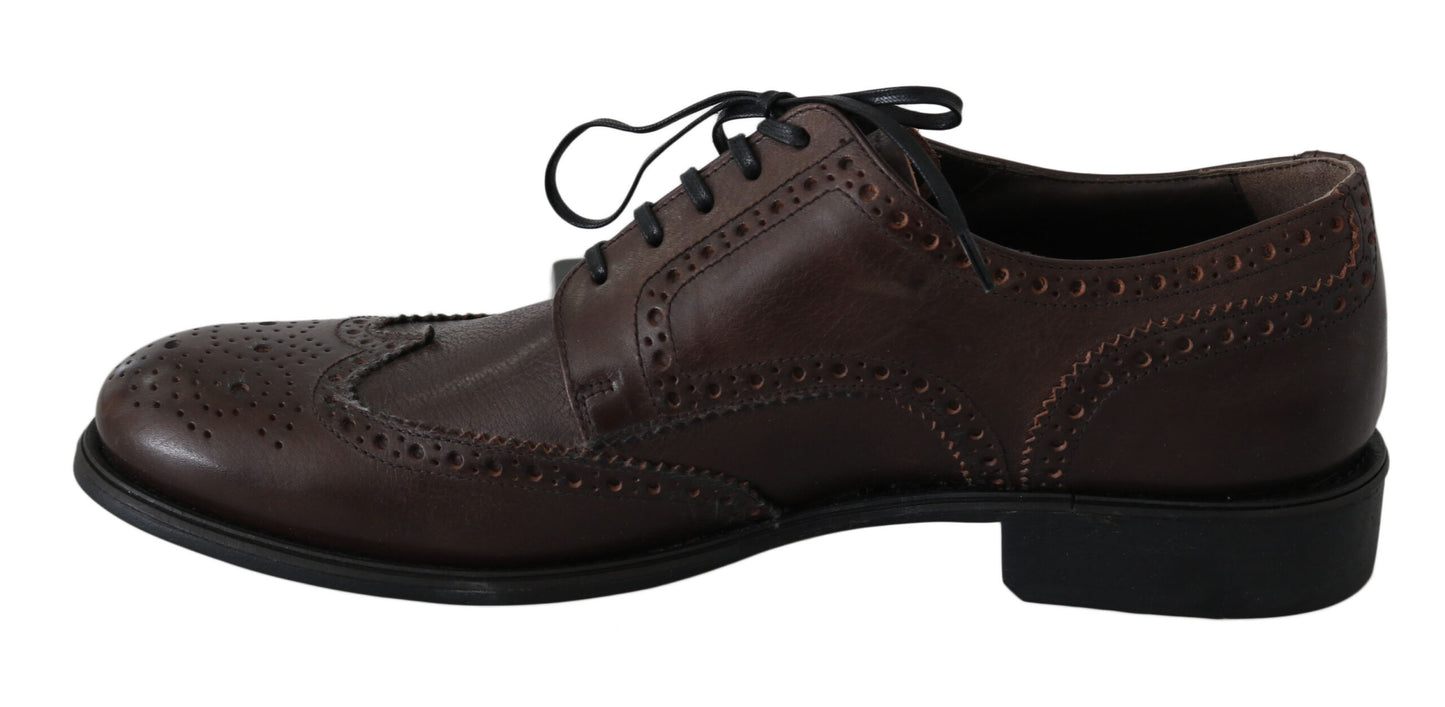 Eleganti Derby Brogues in pelle marrone