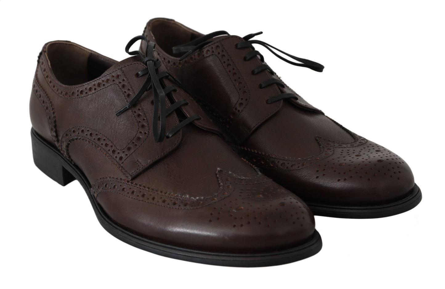 Eleganti Derby Brogues in pelle marrone