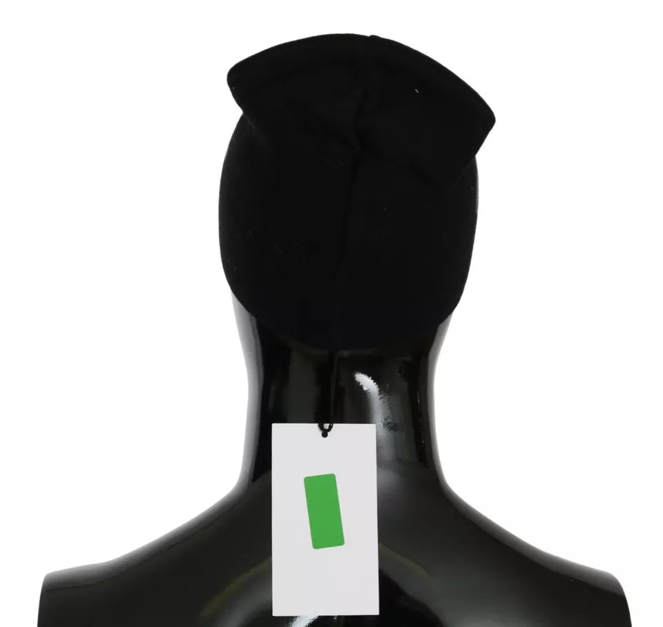 Berretto con marchio in misto lana nero
