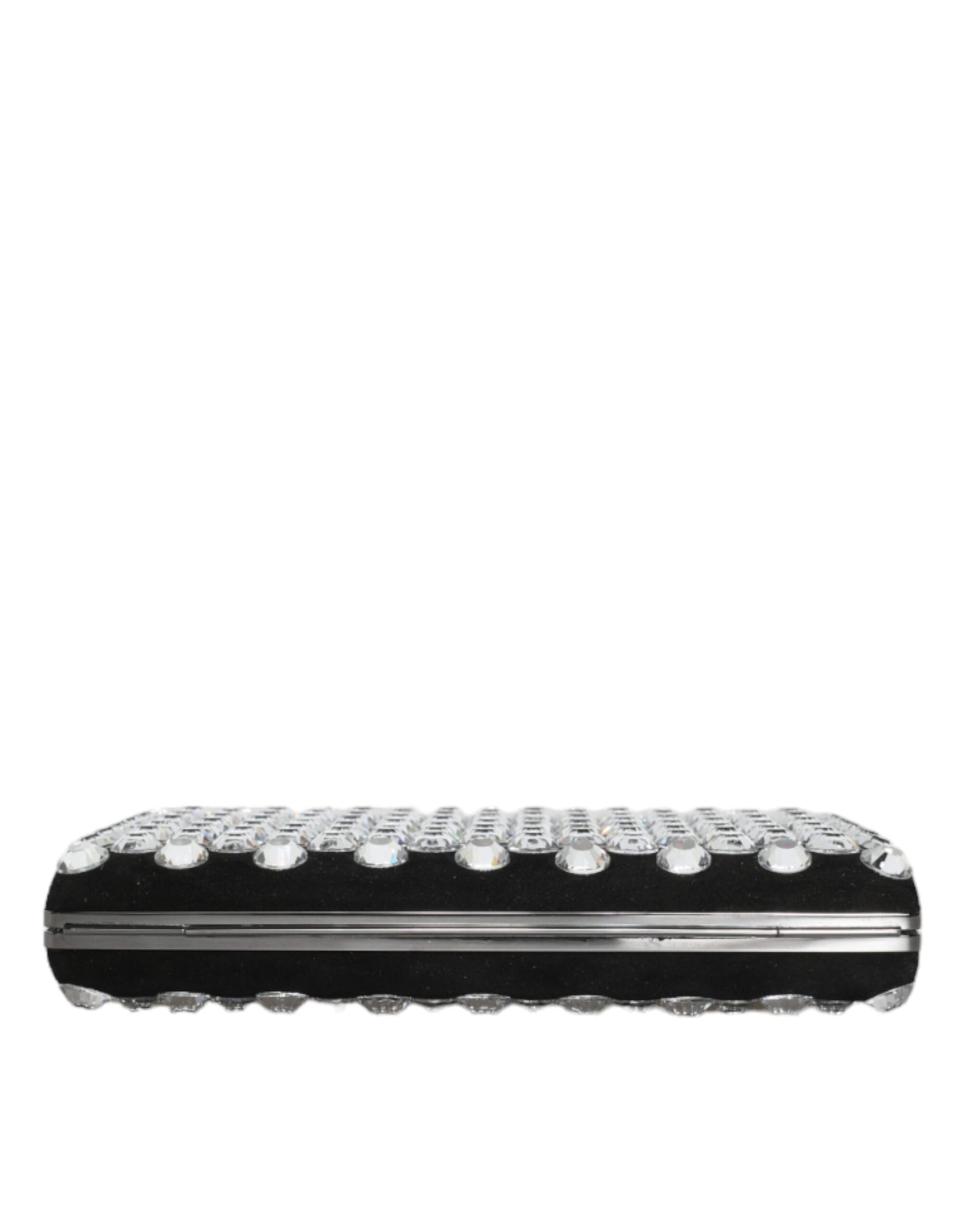 Schwarze Clutch aus Samt mit Kristallen für Abendveranstaltungen