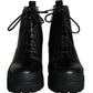 Black Lace Up Trekking Ankle Boots Men Shoes