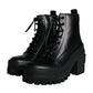 Black Lace Up Trekking Ankle Boots Men Shoes