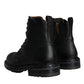 Black Lace Up Mid Calf Boots Men Shoes