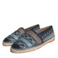 Scarpe espadrillas in pelle di bufalo intrecciata blu-grigio