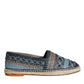 Blaugraue Buffalo Espadrilles aus gewebtem Leder