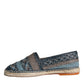 Scarpe espadrillas in pelle di bufalo intrecciata blu-grigio