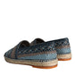 Blue Gray Woven Leather Buffalo Espadrille Shoes