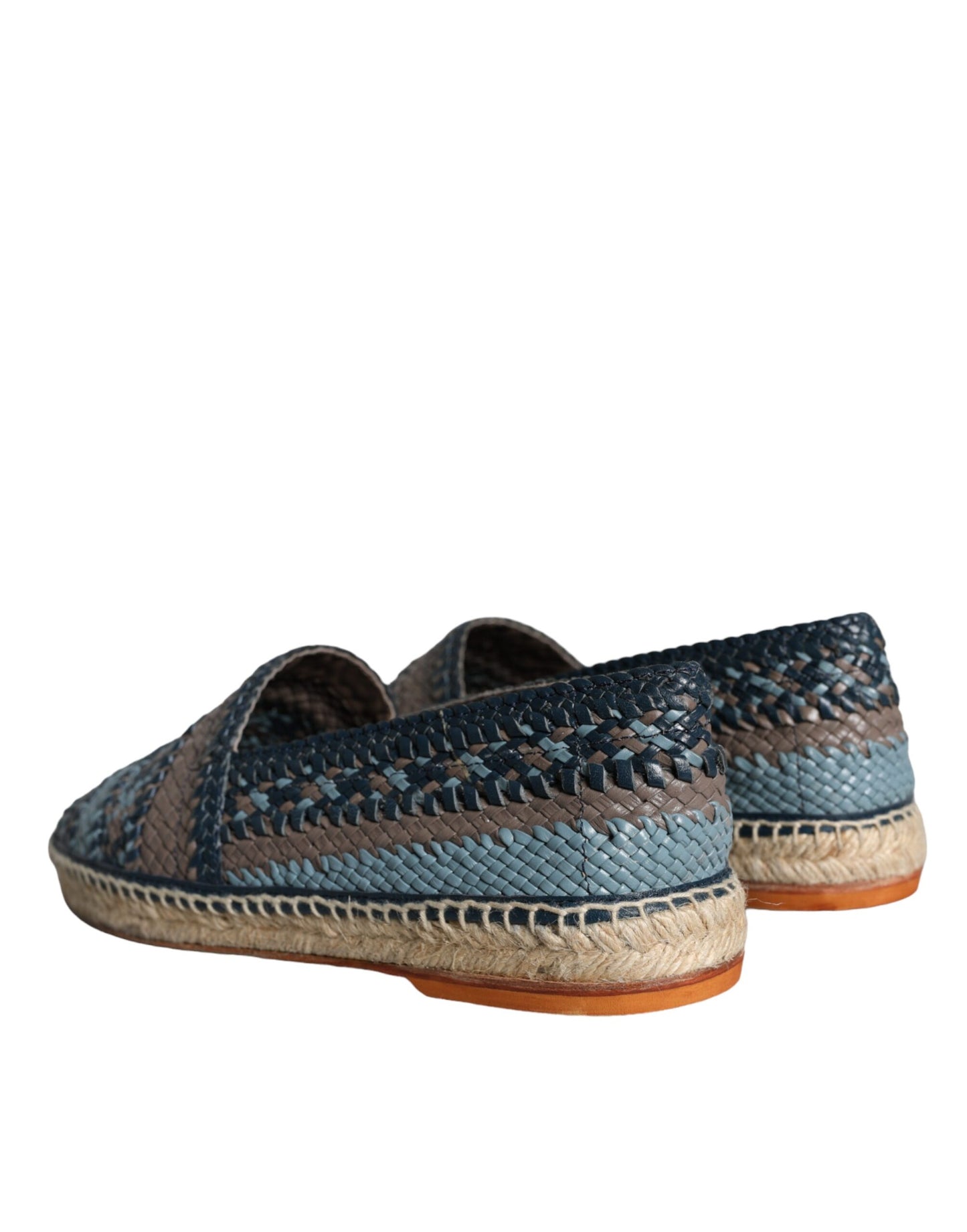 Scarpe espadrillas in pelle di bufalo intrecciata blu-grigio