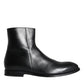 Black Calf Leather Men Ankle Boots Men Shoes