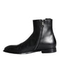 Black Calf Leather Men Ankle Boots Men Shoes