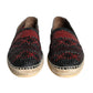 Black Maroon Woven Leather Buffalo Men Espadrille Shoes