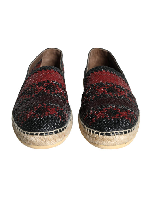 Scarpe espadrillas da uomo in pelle intrecciata color marrone scuro Buffalo